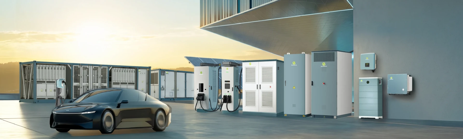 SmartGreen Solution all product,including EV chargers,solar inverter,hybrid inverter,residential energy storage system and commercial energy storage system.